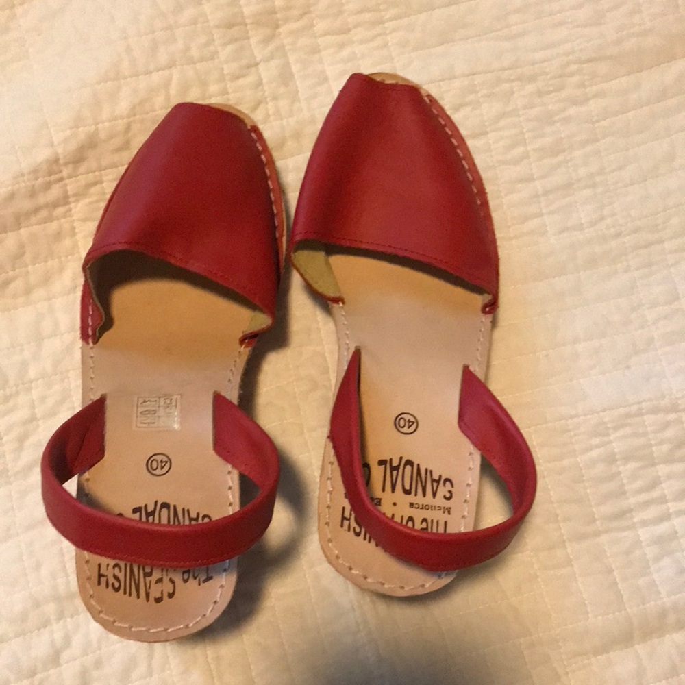 Spanish Sandal Co. red wedge sandals size 40